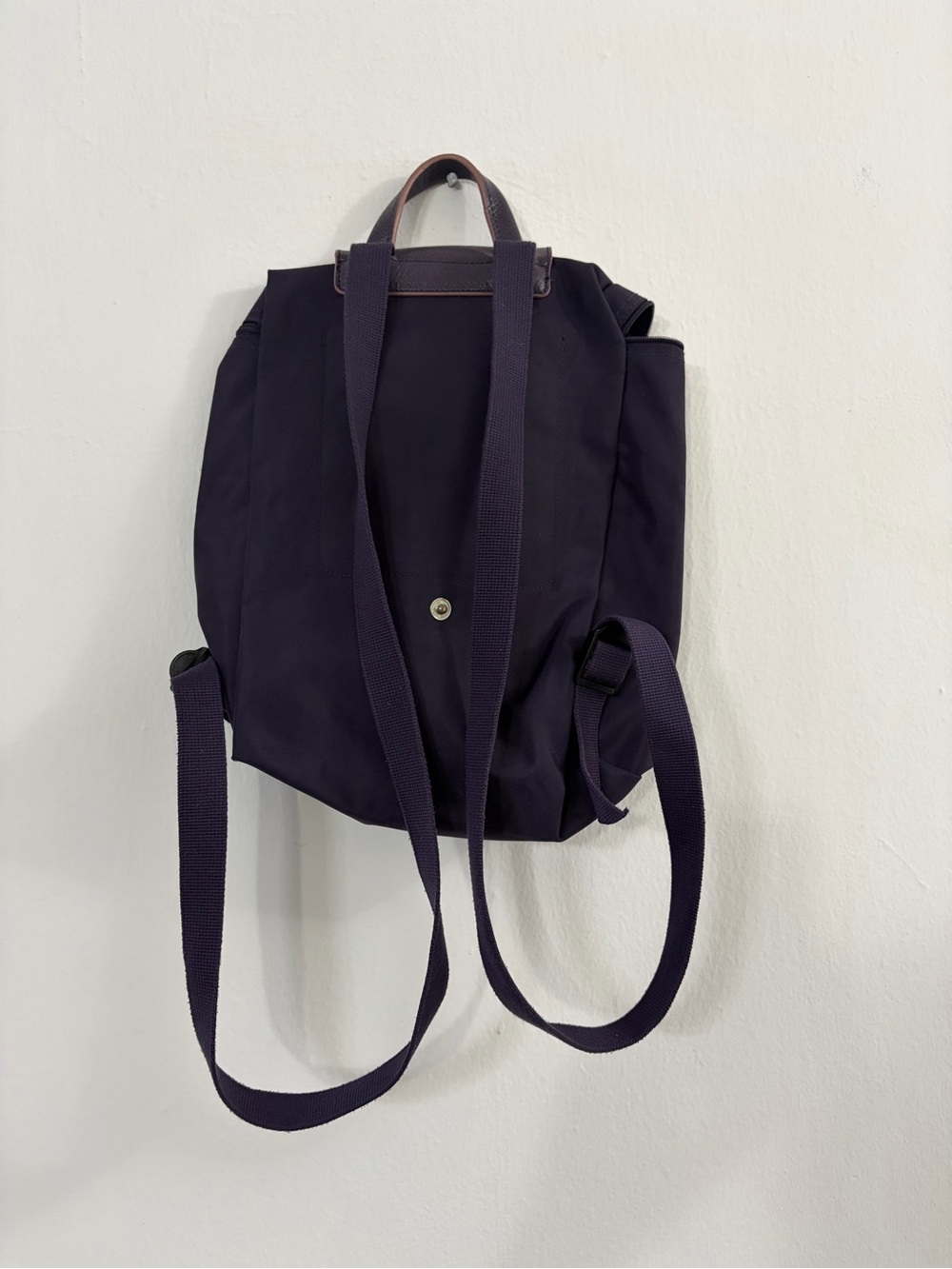 Longchamp Le Pliage Club Backpack Purple Nylon Leather Trim Small Bag L1699619 - Picture 3 of 10